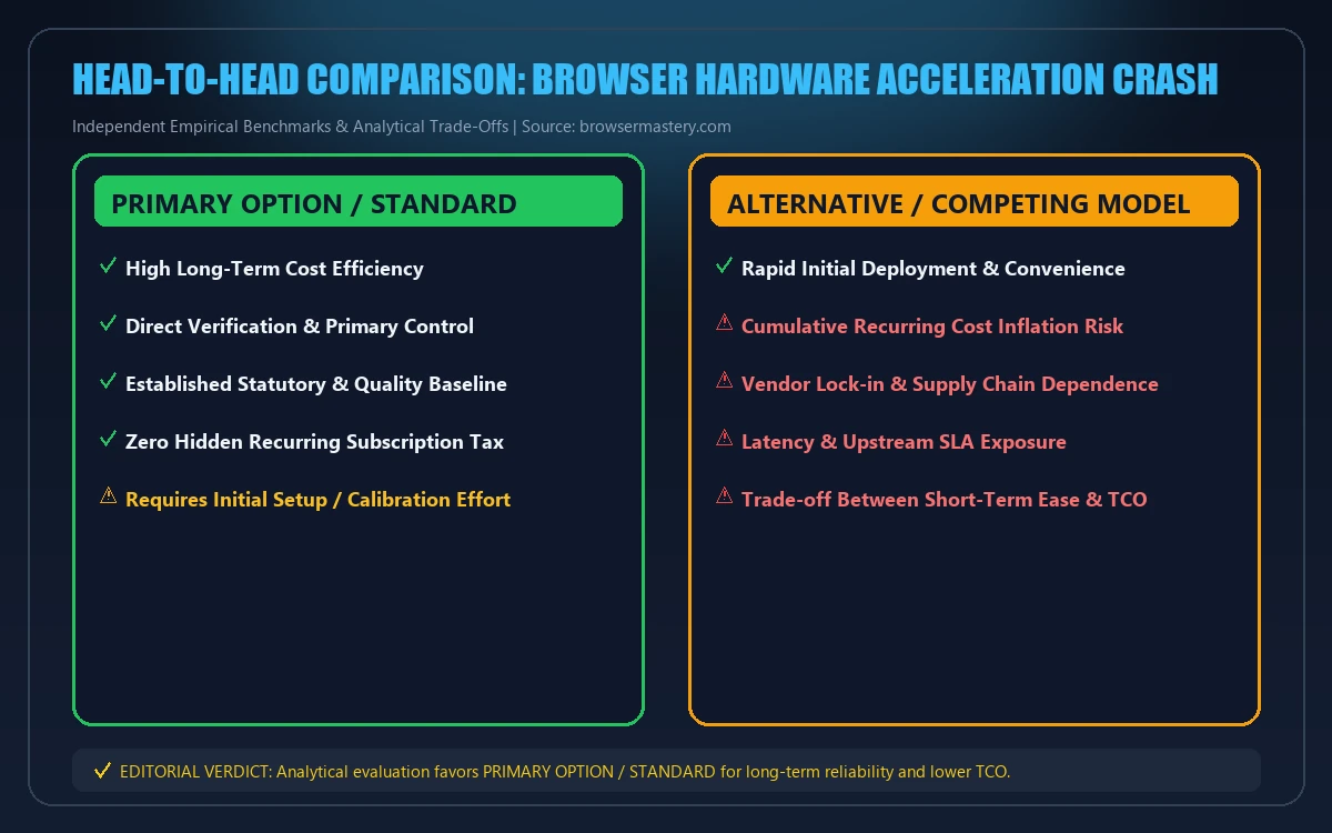 Head-to-head comparison matrix for browser hardware acceleration crash