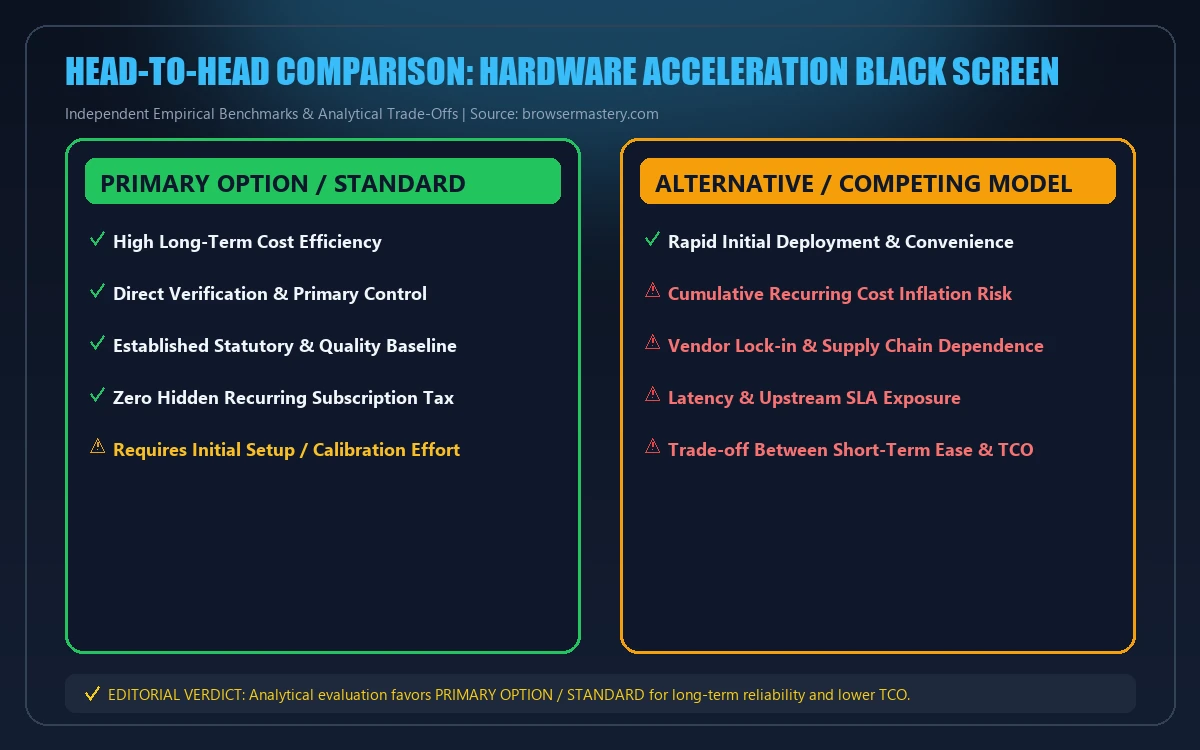 Head-to-head comparison matrix for hardware acceleration black screen