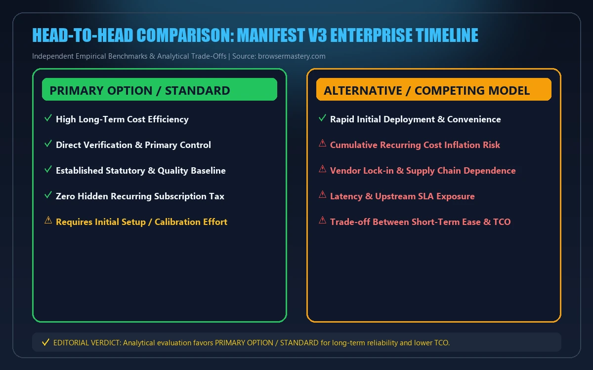 Head-to-head comparison matrix for manifest v3 enterprise timeline