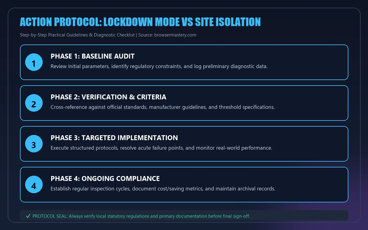 Step-by-step implementation protocol for lockdown mode vs site isolation